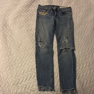 rag & bone Blue Distressed Skinny Jeans